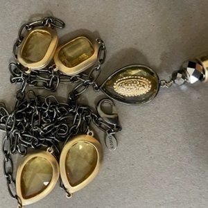 Vintage Chicos 39" Long Stationary Citrine Colored Glass Stones with a Flirty 4"